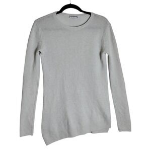 Sea Bleu 100% Cashmere Asymmetrical Hem Crew Neck Sweater Gray XS